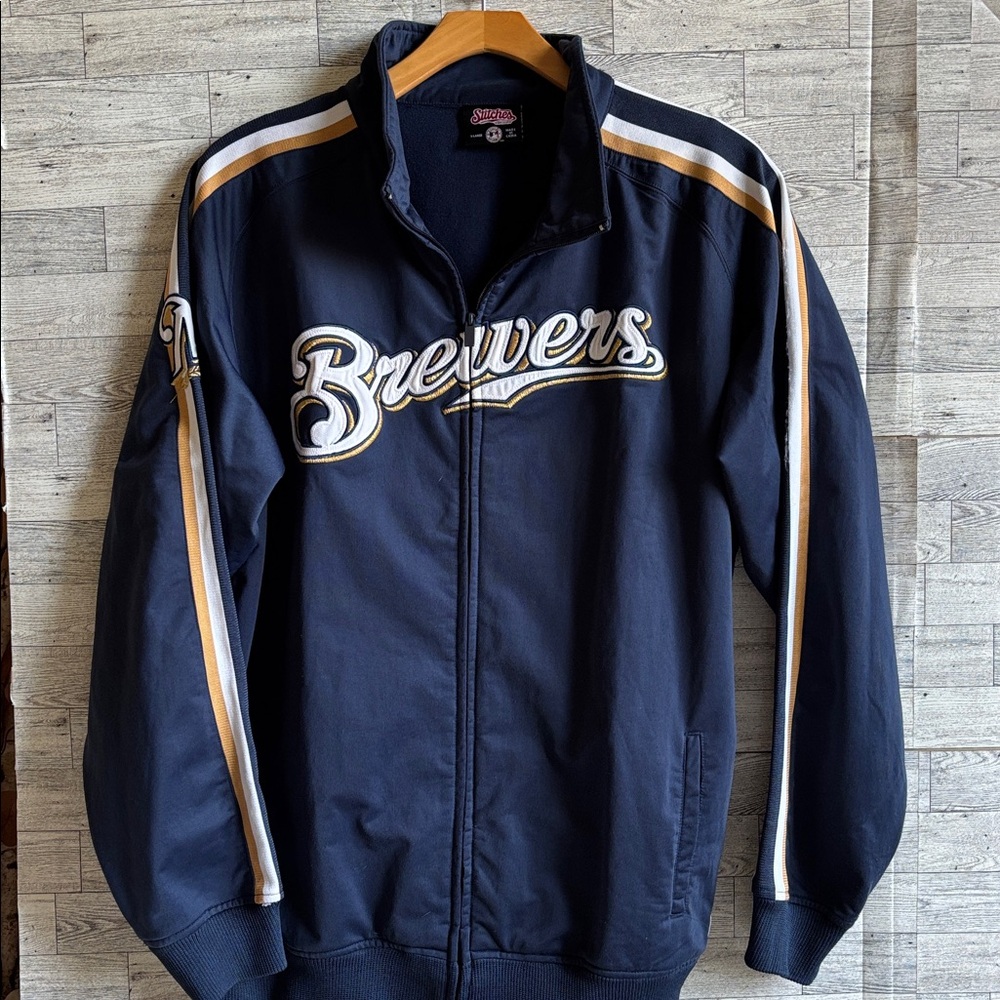 Milwaukee Brewers Stitches Jacket‎ Mens XL Sweatshirt Playoffs Baseball Vintage